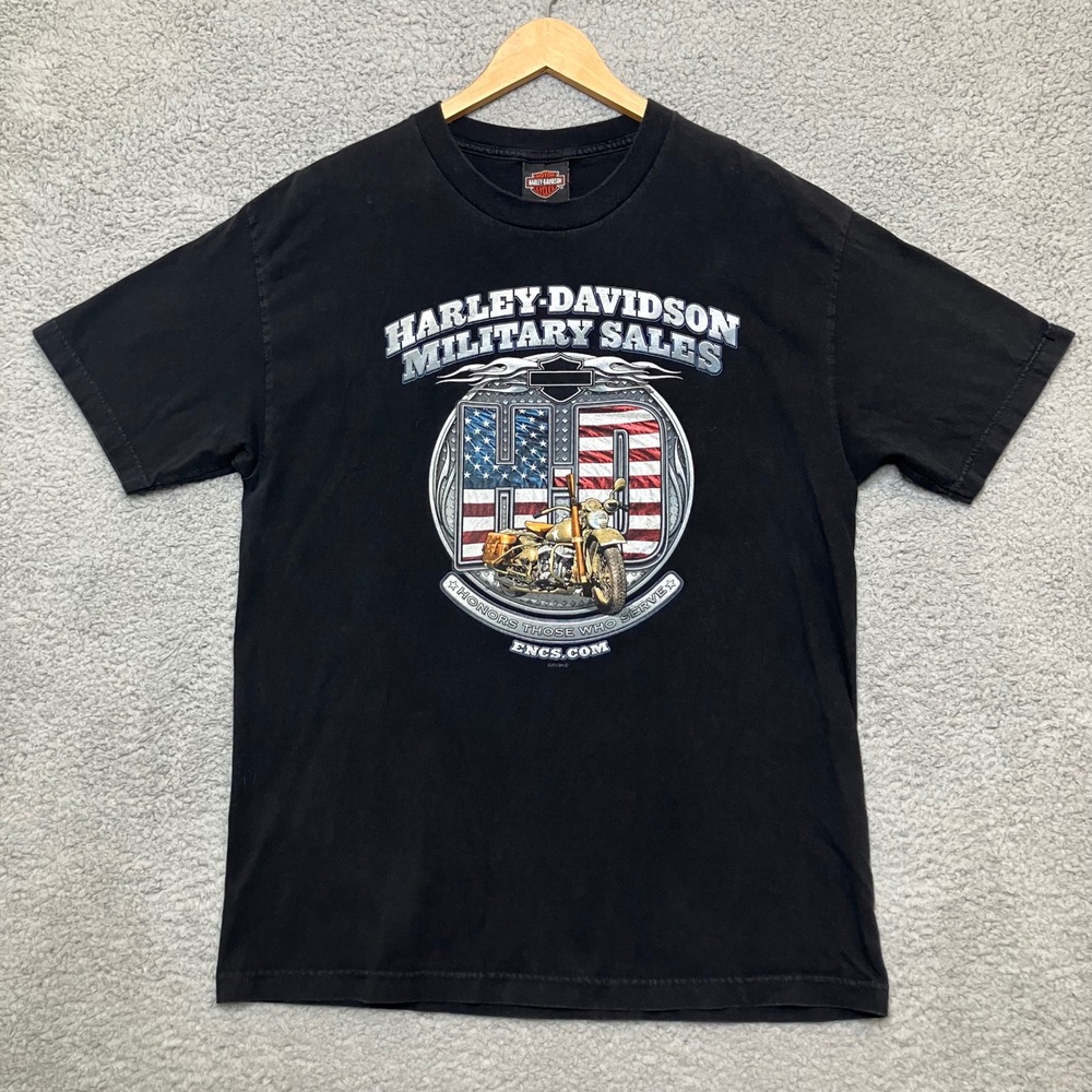Harley-Davidson Motorcycle Military Sales T-Shirt Men L Black Overseas Tour 2013